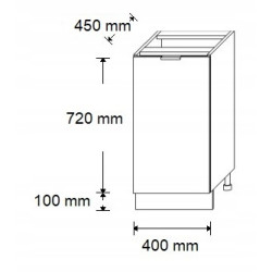 SZAFKA KUCHENNA STOJĄCA DOLNA 40cm GRAFIT 3 SZUFLADY