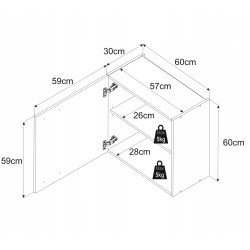 SZAFKA KUCHENNA WISZĄCA 2D GÓRNA 60cm DĄB WOTAN