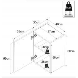 SZAFKA KUCHENNA WISZĄCA 1D GÓRNA 40cm DĄB WOTAN