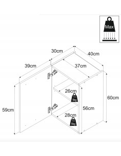 Szafka kuchenna wisząca górna 40 cm z 1 frontem Kaszmir |... 2
