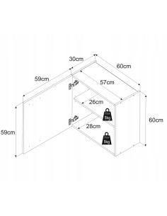 Szafka kuchenna wisząca górna 60 cm z 2 frontami Biały... 2