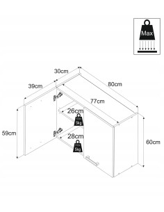 Szafka kuchenna wisząca górna 80 cm z 2 frontami Antracyt... 2
