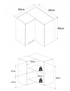 Szafka kuchenna wisząca górna narożna 60x60 z 2 frontami... 2