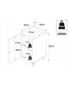 Szafka kuchenna dolna stojąca 40 cm z 1 frontem Kaszmir |... 2