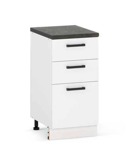 Szafka kuchenna dolna stojąca 40 cm 3 szuflady Biały Mat | Meble kuchenne system EKO