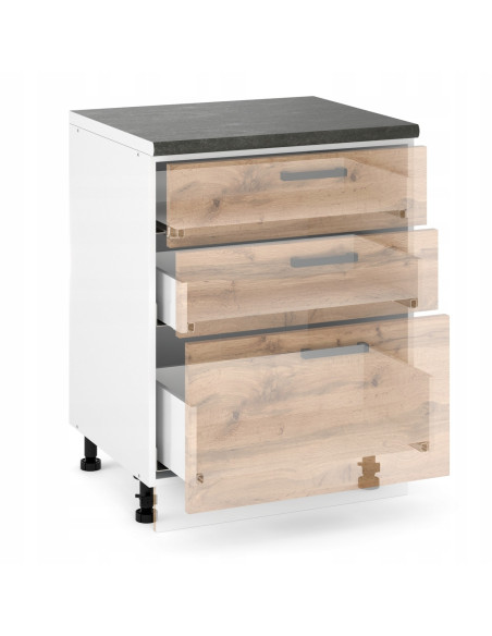 Szafka kuchenna dolna stojąca 40 cm 3 szuflady Biały Mat | Meble kuchenne system EKO