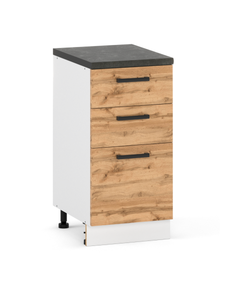 Szafka kuchenna dolna stojąca 40 cm 3 szuflady Dąb Wotan | Meble kuchenne system EKO