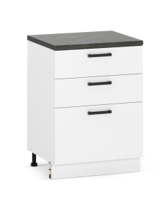 Szafka kuchenna dolna stojąca 60 cm 3 szuflady Biały Mat...