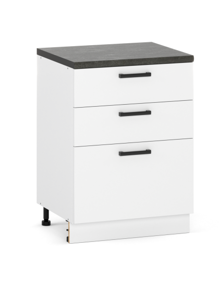 Szafka kuchenna dolna stojąca 60 cm 3 szuflady Biały Mat | Meble kuchenne system EKO