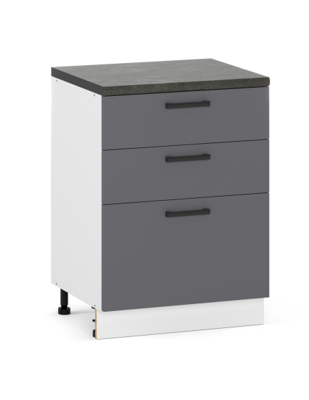 Szafka kuchenna dolna stojąca 60 cm 3 szuflady Antracyt | Meble kuchenne system EKO