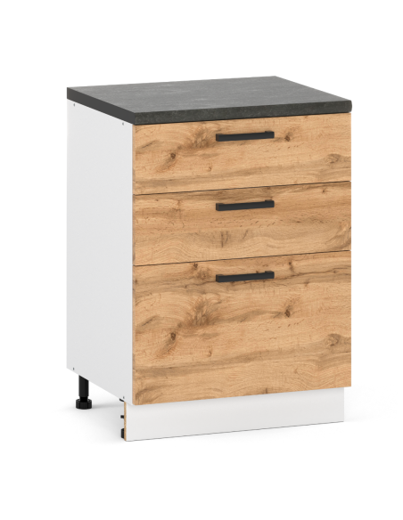 Szafka kuchenna dolna stojąca 60 cm 3 szuflady Dąb Wotan | Meble kuchenne system EKO