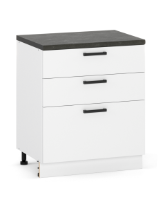 Szafka kuchenna dolna stojąca 80 cm 3 szuflady Biały Mat...