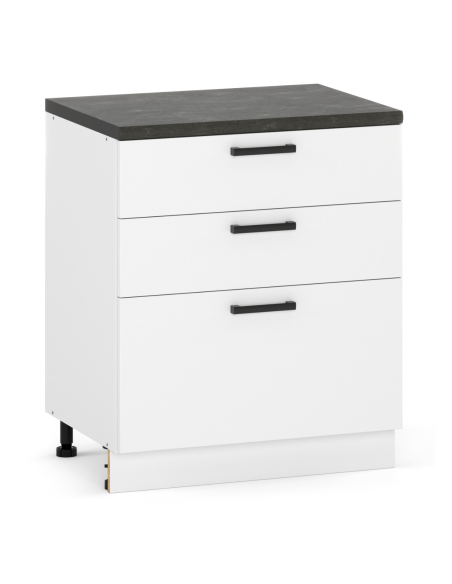 Szafka kuchenna dolna stojąca 80 cm 3 szuflady Biały Mat | Meble kuchenne system EKO