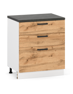 Szafka kuchenna dolna stojąca 80 cm 3 szuflady Dąb Wotan...