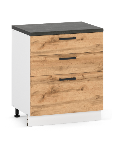Szafka kuchenna dolna stojąca 80 cm 3 szuflady Dąb Wotan | Meble kuchenne system EKO