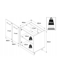 Szafka kuchenna dolna stojąca 80 cm 2 fronty Biały Mat |... 2