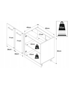 Szafka kuchenna dolna stojąca 80 cm 2 fronty Kaszmir |... 2