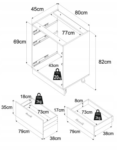 Szafka kuchenna dolna stojąca 80 cm 3...