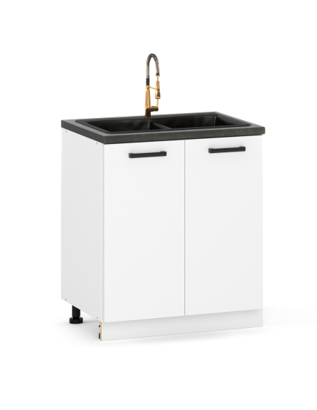 Szafka kuchenna dolna stojąca 80 cm 2 fronty pod zlew Biały Mat | Meble kuchenne system EKO
