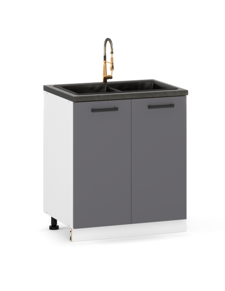 Szafka kuchenna dolna stojąca 80 cm 2 fronty pod zlew Antracyt | Meble kuchenne system EKO
