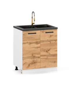Szafka kuchenna dolna stojąca 80 cm 2 fronty pod zlew Dąb...
