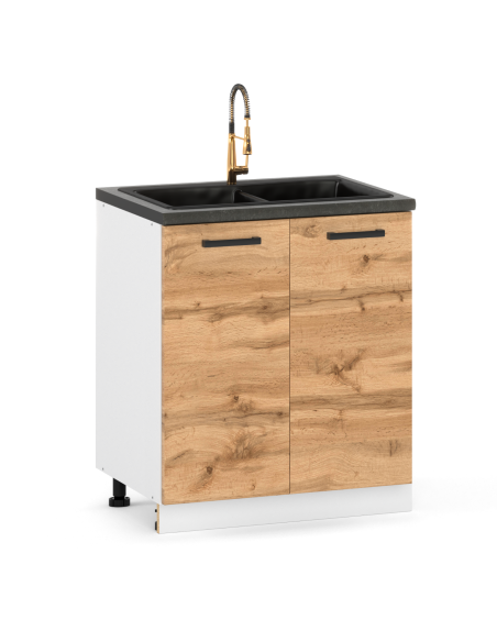 Szafka kuchenna dolna stojąca 80 cm 2 fronty pod zlew Dąb Wotan | Meble kuchenne system EKO