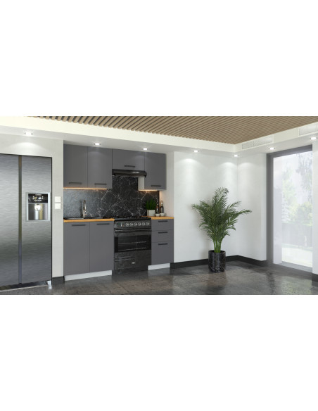 Meble kuchenne Zestaw mebli kuchennych Kuchnia Barcelona 180cm | szafka • regał • blat • aneks kuchenny | Antracyt 1,8 m