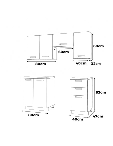 Meble kuchenne Zestaw mebli kuchennych Kuchnia Barcelona 180cm | szafka • regał • blat • aneks kuchenny | Antracyt 1,8 m