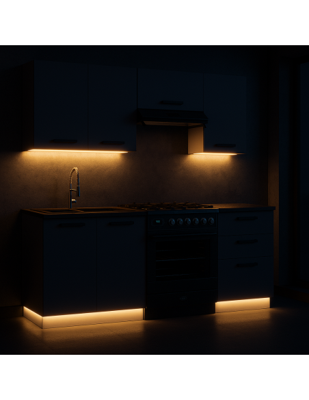 Meble kuchenne Zestaw mebli kuchennych Kuchnia Barcelona 180cm | szafka • regał • blat • aneks kuchenny | Antracyt 1,8 m