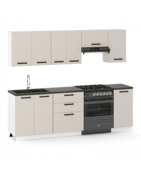 Meble kuchenne Zestaw mebli kuchennych Kuchnia Lizbona  240cm | szafka • regał • blat • aneks kuchenny | Kaszmir 2,4 m