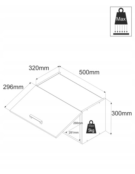 SZAFKA KUCHENNA WISZĄCA OKAP50 CM GÓRNA GRAFIT