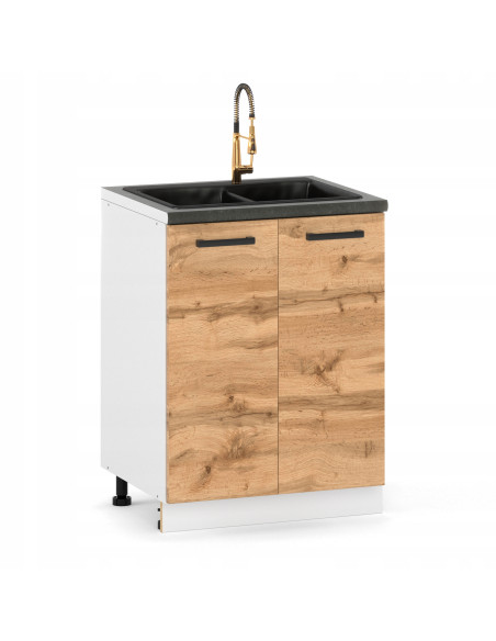 SZAFKA KUCHENNA DOLNA STOJĄCA POD ZLEW 60cm DĄB WOTAN ZLEWOWA DO ZABUDOWY