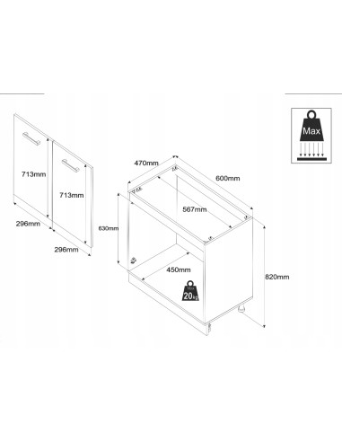 SZAFKA KUCHENNA DOLNA STOJĄCA POD...