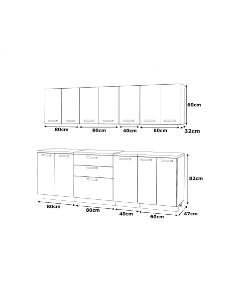 Meble kuchenne Zestaw mebli kuchennych Kuchnia Milan 260cm | szafka • regał • blat • aneks kuchenny | Biały Mat 2,6 m