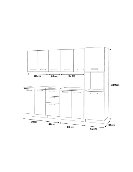 Meble kuchenne Zestaw mebli kuchennych Kuchnia Milan 260cm Słupek gospodarczy|szafka •regał •blat •słup magazynowy|Antracyt 2,6m