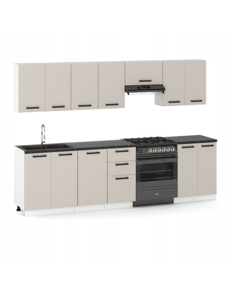 Meble kuchenne Zestaw mebli kuchennych Kuchnia Mediolan 280cm|szafka •regał •blat •aneks kuchenny •nowa kuchnia|Kaszmir 2,8m