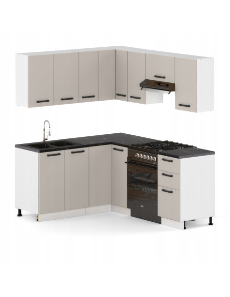 Meble kuchenne Zestaw mebli kuchennych narożnych Kuchnia Narożna 3m|szafka •regał •blat •aneks kuchenny narożny Kaszmir 300cm