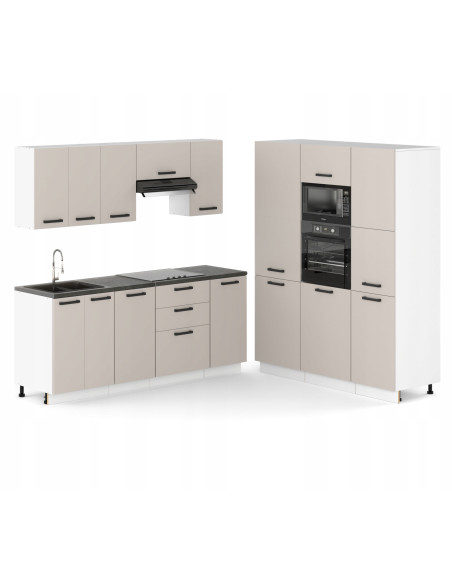 Meble kuchenne Zestaw mebli kuchennych narożnych Kuchnia Narożna 3m|szafka •regał •blat •słupek•zabudowa Kaszmir 360cm