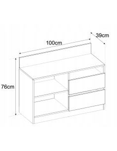 KOMODA 100CM POJEMNA,DUŻA,SZAFKA RTV 2 SZUFLADY GRAFIT/... 2