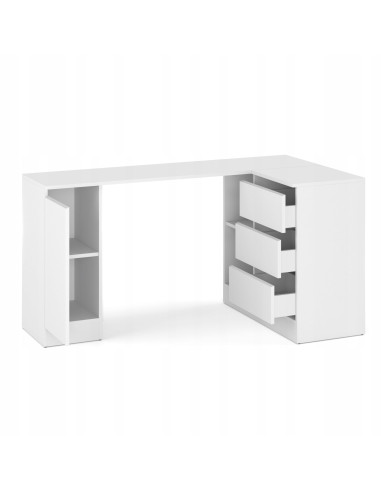 BIURKO, BIURKO NAROŻNE SZUFLADY BIAŁY...