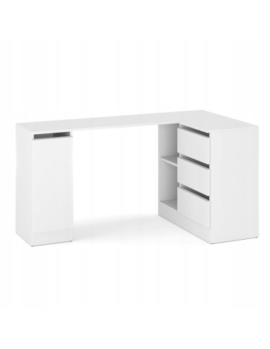 BIURKO, BIURKO NAROŻNE SZUFLADY BIAŁY...