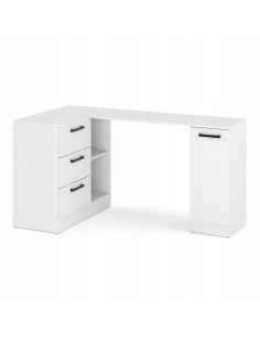 BIURKO, BIURKO NAROŻNE SZUFLADY BIAŁY MAT 155x85x78 cm