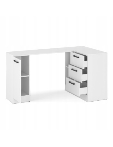 BIURKO, BIURKO NAROŻNE SZUFLADY BIAŁY...