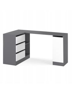 BIURKO NAROŻNE SZUFLADY GRAFIT/ BIAŁY MAT 155x85x78cm...