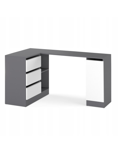 BIURKO NAROŻNE SZUFLADY GRAFIT/ BIAŁY...