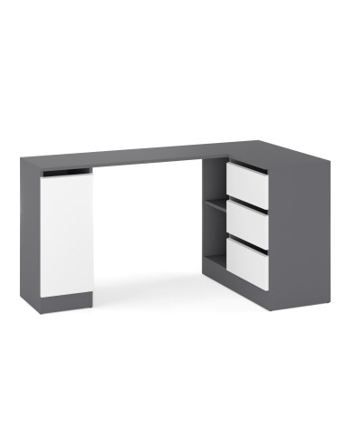 BIURKO NAROŻNE SZUFLADY GRAFIT/ BIAŁY...