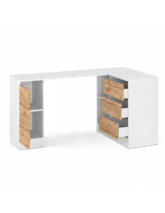 BIURKO NAROŻNE SZUFLADY BIAŁY MAT/ DĄB WOTAN 155x85x78cm... 2