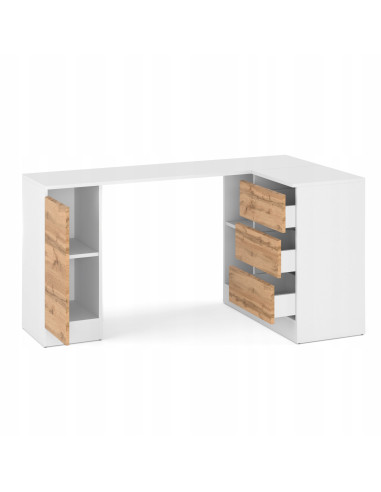 BIURKO NAROŻNE SZUFLADY BIAŁY MAT/...