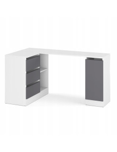 BIURKO NAROŻNE SZUFLADY BIAŁY MAT/ GRAFIT 155x85x78cm...