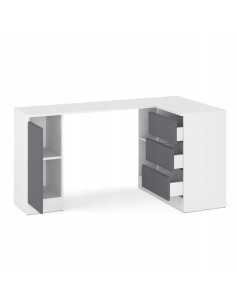 BIURKO NAROŻNE SZUFLADY BIAŁY MAT/ GRAFIT 155x85x78cm... 2